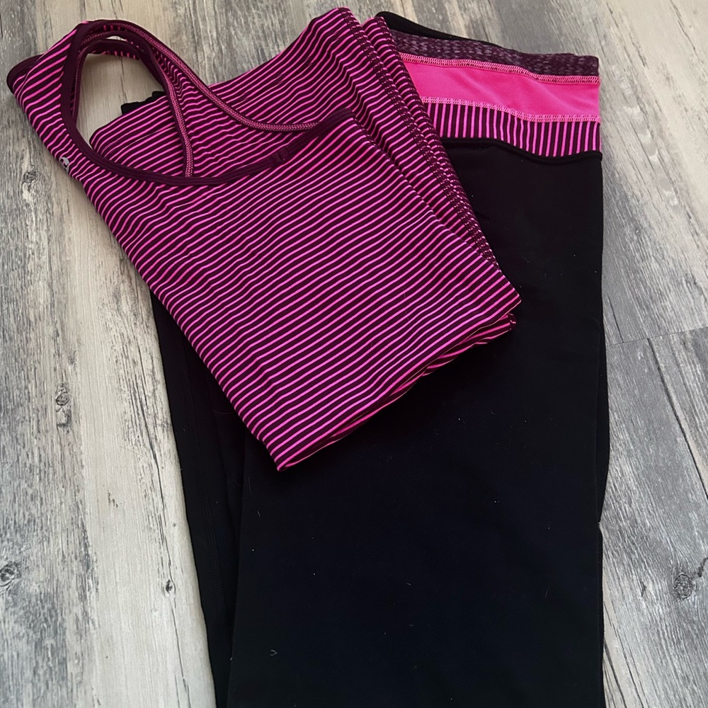 Lululemon Y-back top in size M with reversible groove pants in size 8
